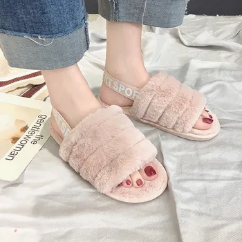 

Women Home Slippers Winter Warm Shoes Woman Slip On Flats Slides Female Faux Fur Slippers Women Shoes Soft