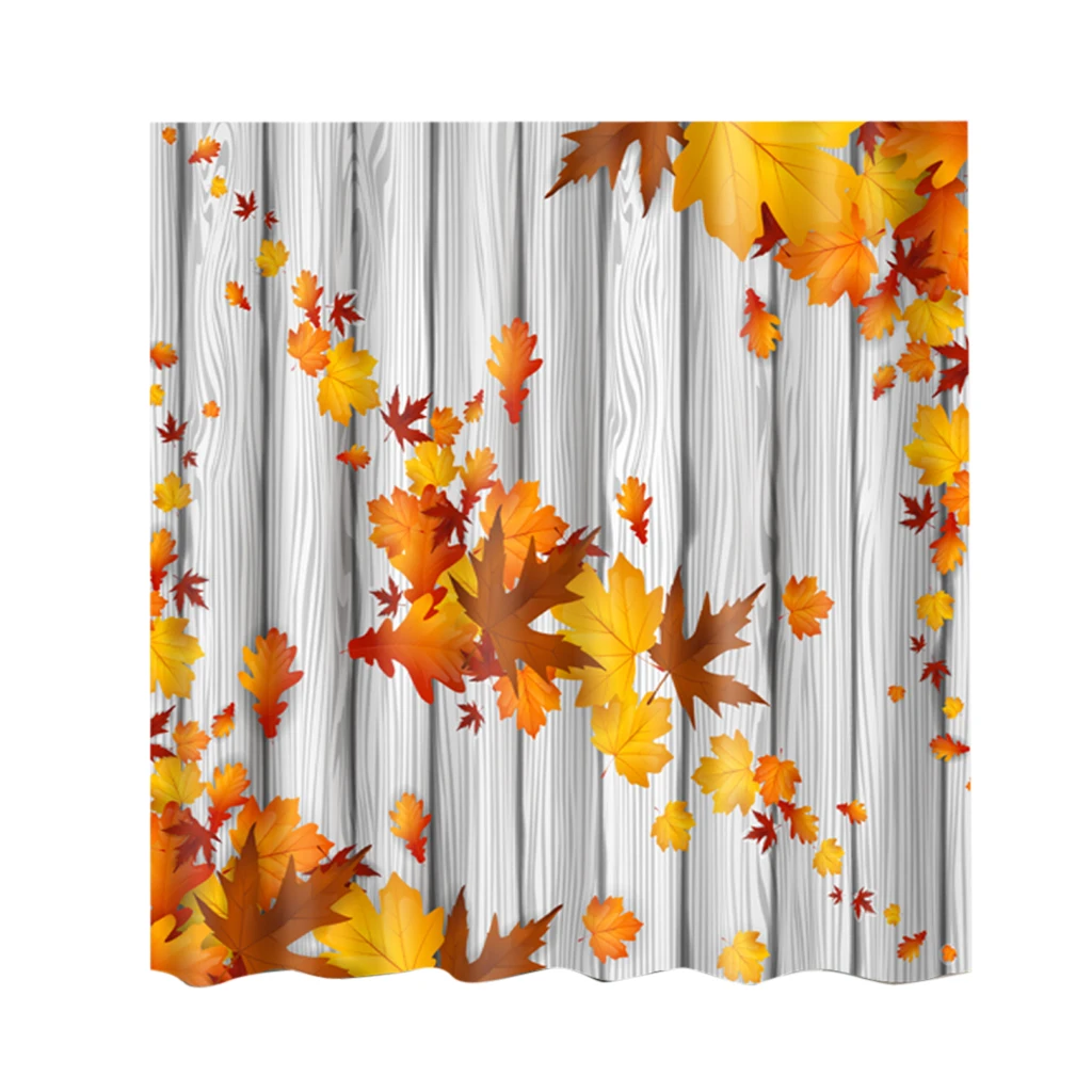 Fabric Waterproof Bathroom Shower Curtain Divider Panel With 12 Hooks Set