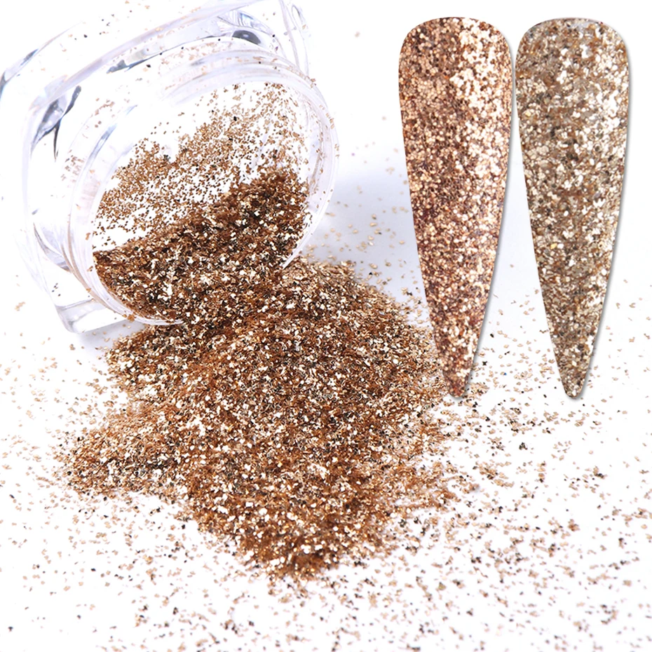 Mergulhando em pó Holográficas para a Arte para Unhas Conjuntos Unha Glitter Ouro Açúcar Arenoso Granulado Flakies Faça Você Mesmo Decorações 100 x 6 Pçs 3 Cheap Brilho p unha