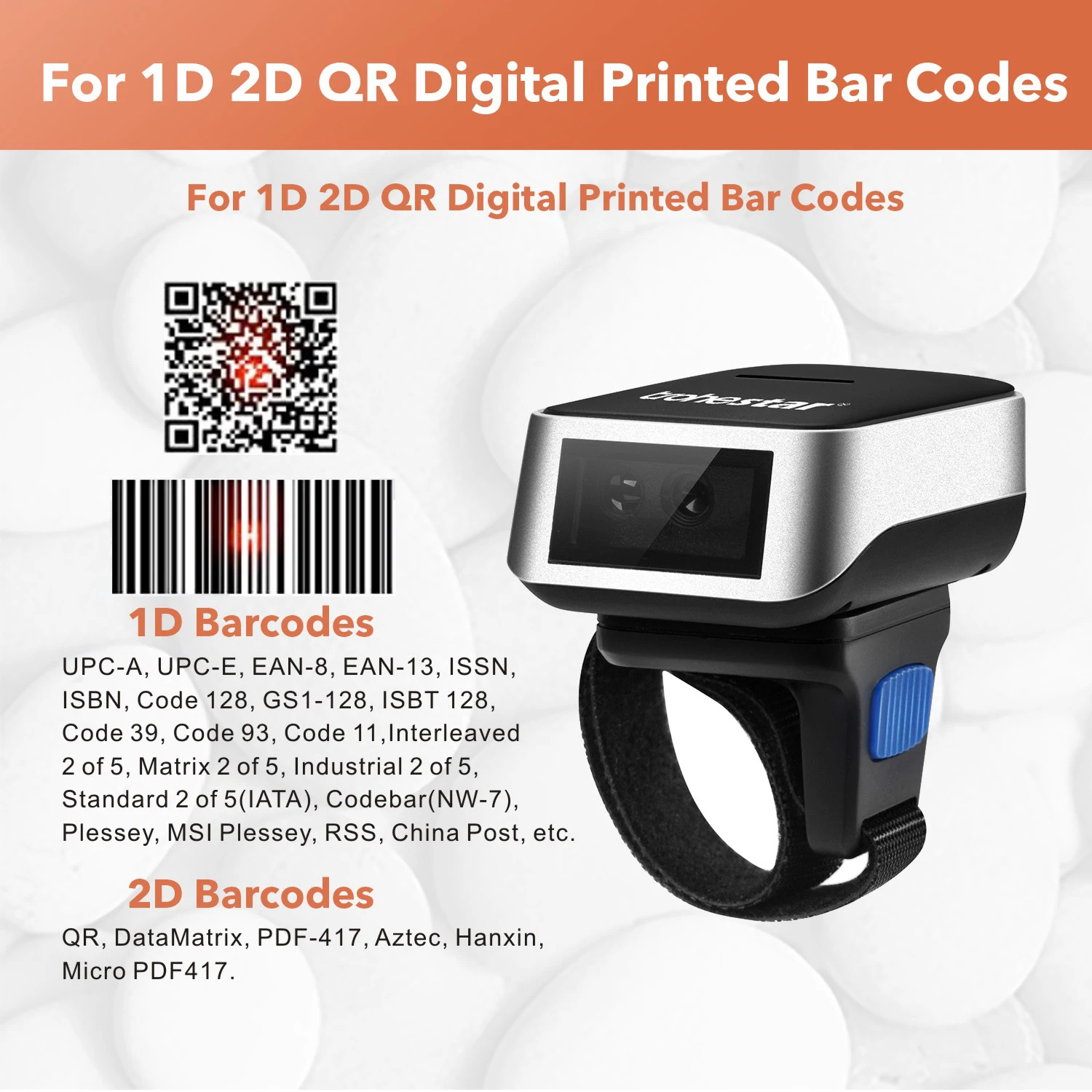 Trohestar Wireless 1D 2D Barcode Scanner Portable