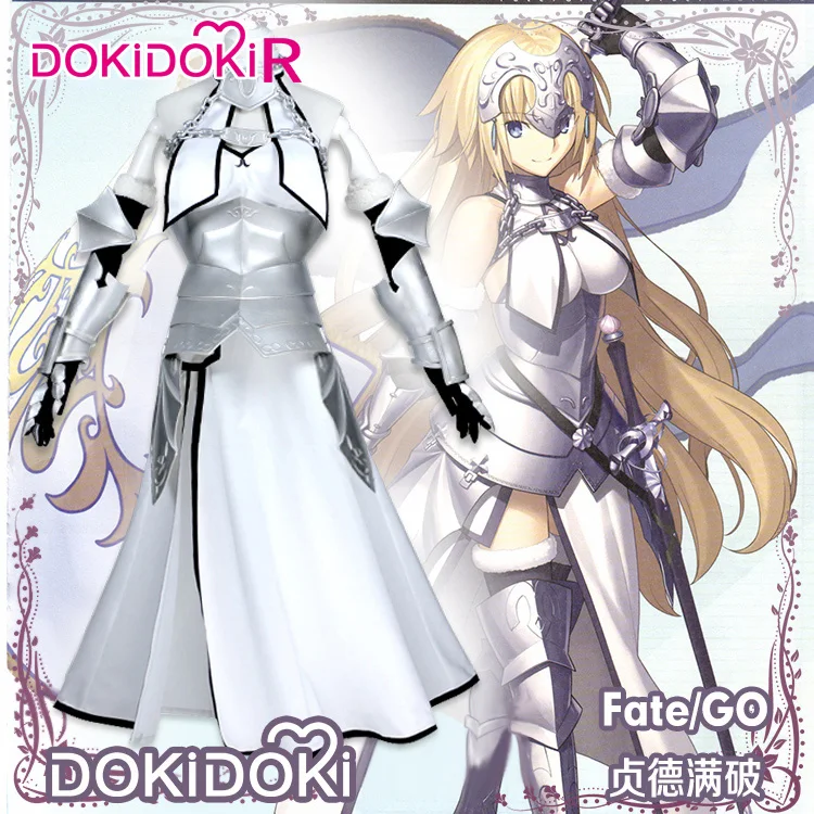 DokiDoki-R, игра Fate/Grand Order, Жанна д 'Арк, костюм для косплея, Fate cosplay Joan of Arc, белый костюм на Хэллоуин