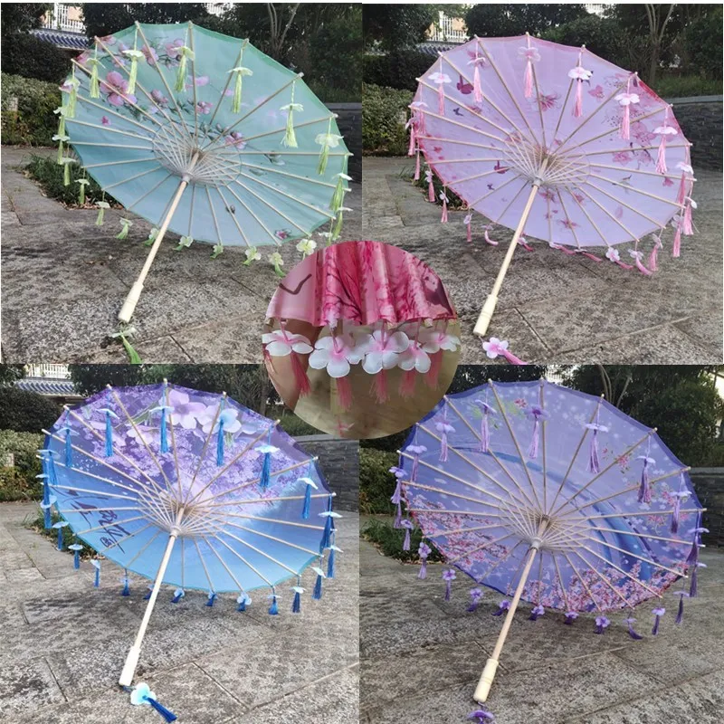 Antiquity Hanfu Tassel Umbrella Dance Performance Photograph Props Craft Ancient Point Oily Paper | Дом и сад