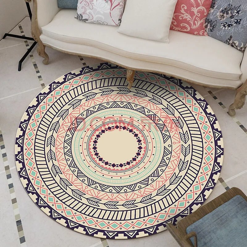 Mandala Pattern Non-slip Door Round Mat Rugs Room Floor Yoga Mat Carpet Bath Mat 