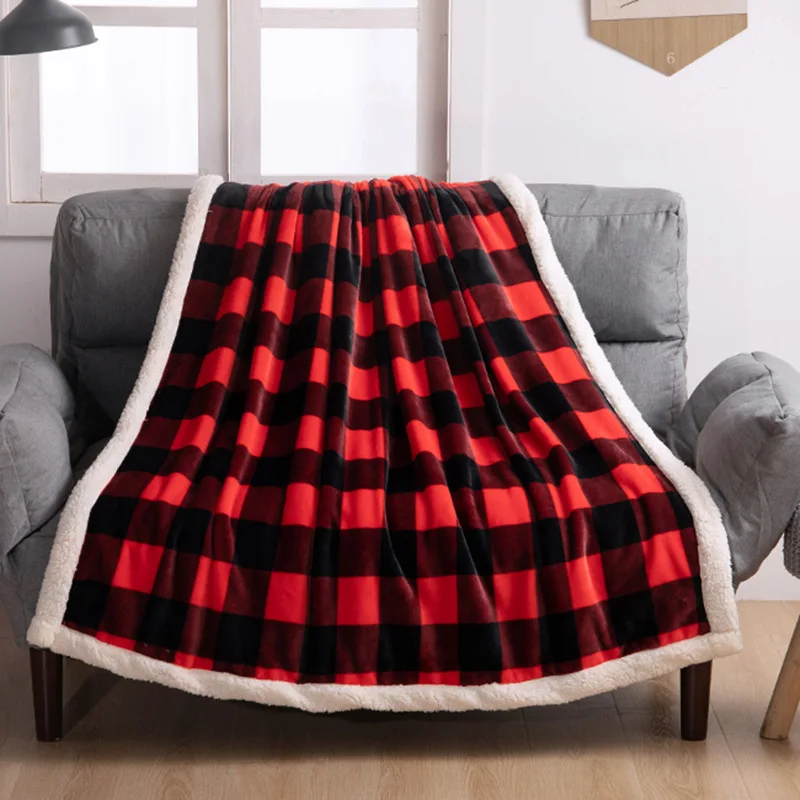 

Winter Plaid Blankets Flannel Throw Blankets For Beds Double Lamb Cashmere Comfort Cotton Coral Fleece Weight Blankets Dropship