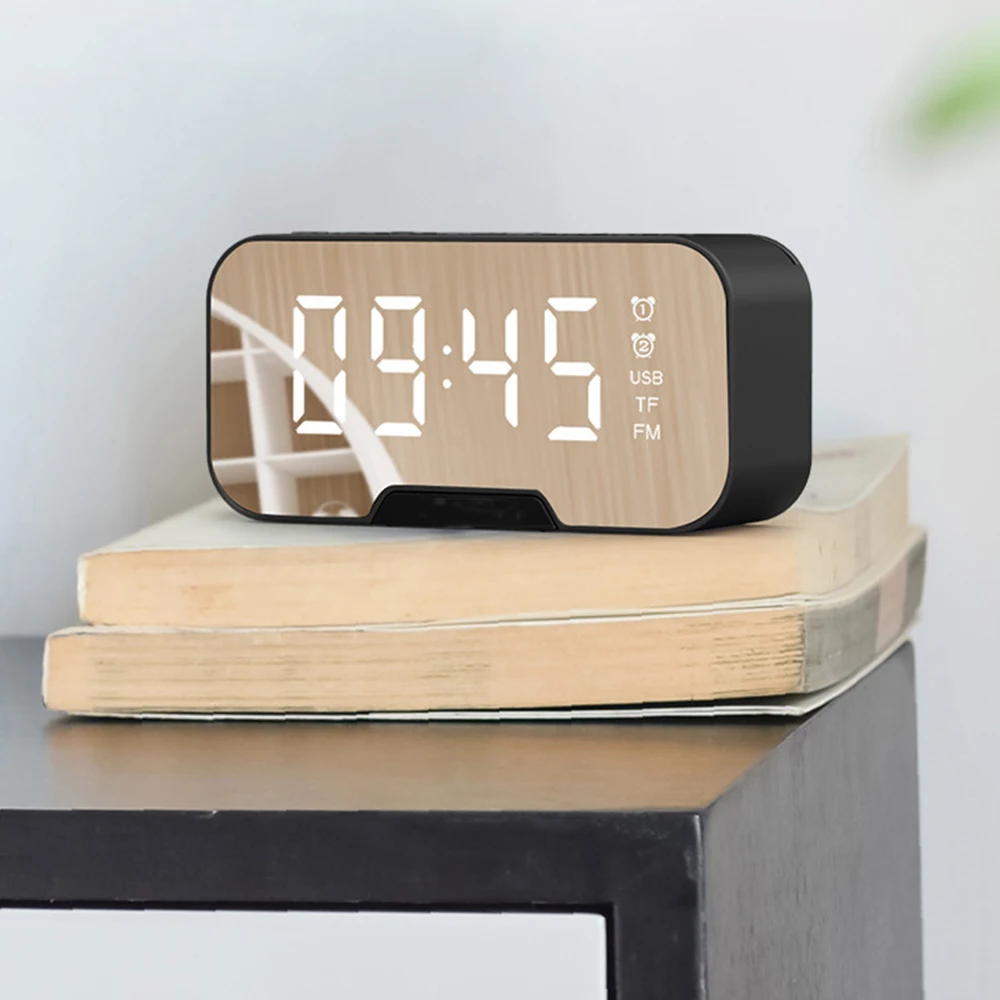 

Wireless Charge Pad LED electric alarm clock with phone charger wireless desktop digital thermometer clock HD clock mirror
