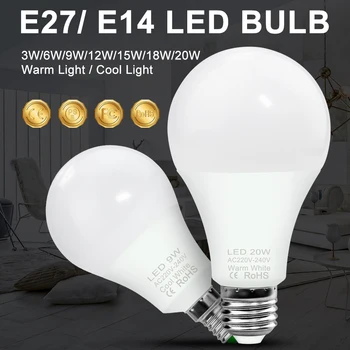 

LED Light Bulb E27 Spotlight 220V Smart Lamp Bulbs E14 Bombilla 6W 9W 12W 15W 18W 20W High Brightness Lighting Lights LED Lampe