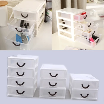 

2/3/4 Layers Plastic Drawer Desk Storage Cosmetics Box Table Makeup Organizer Container for Home Bathroom Office Supplies