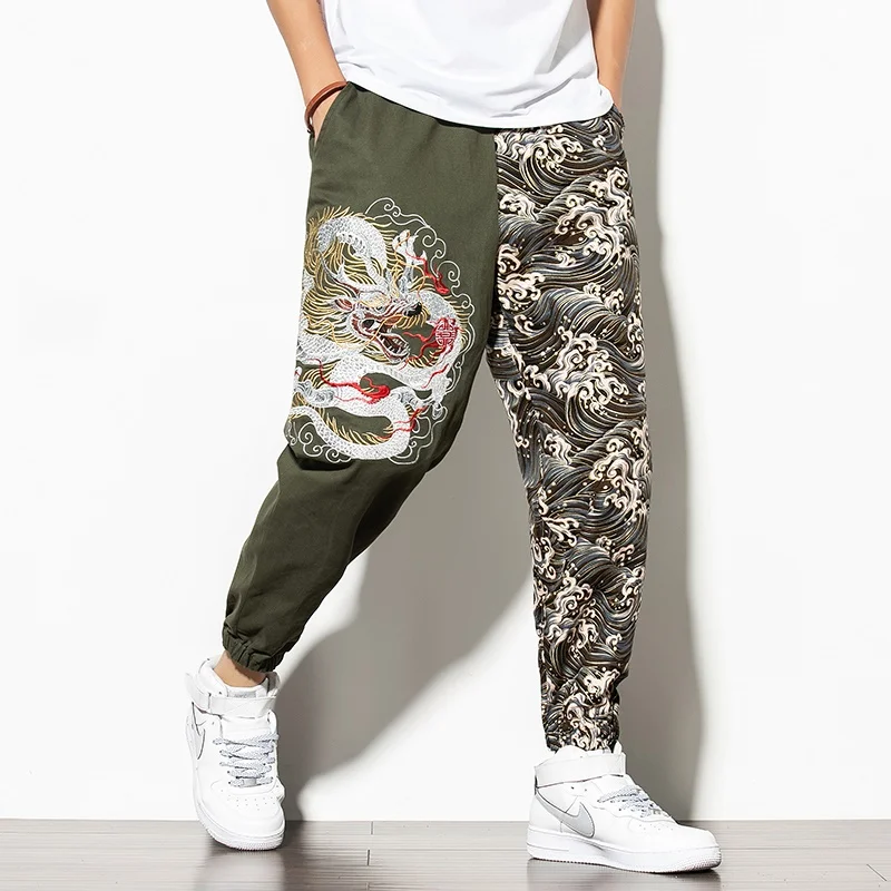 Chinese Dragon Embroidery Pants Men Jogger Streetwear Joggers Hip Hop Sweatpants Trousers 2019 New KK3279 | Тематическая одежда и