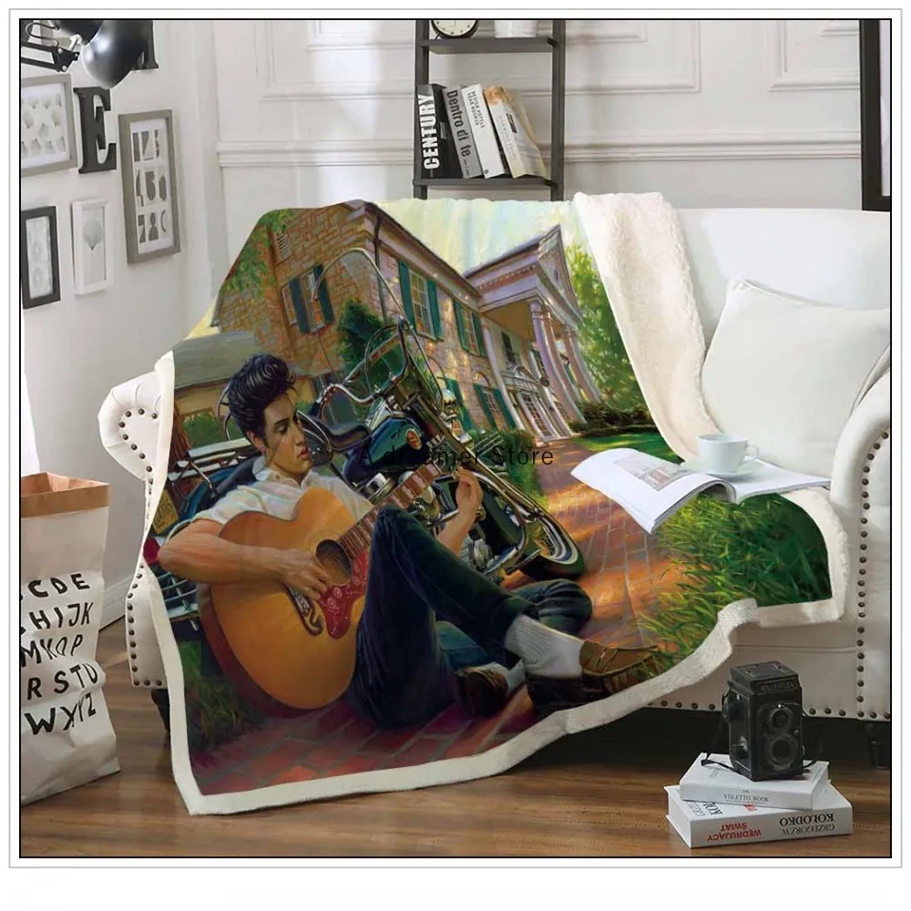 New Elvis Presley 3D Print Sherpa Blanket Sofa Couch Quilt Cover throw blanket 