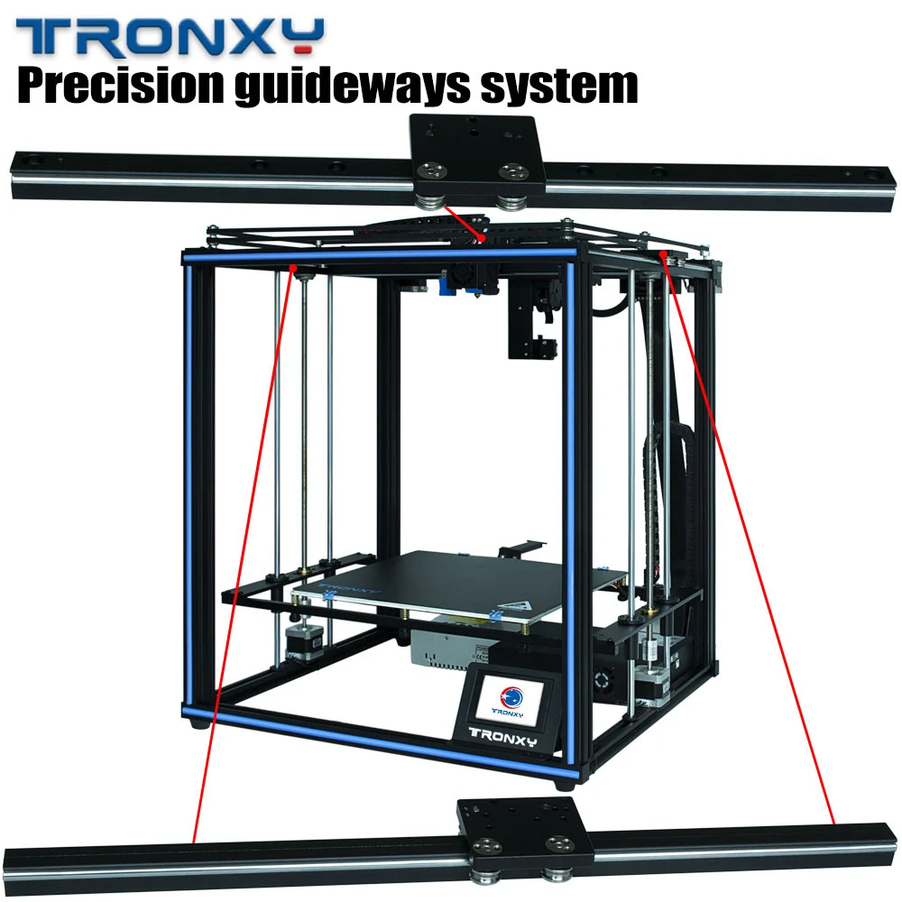 Beste Tronxy X5SA PRO Verbeterde Titan Extruder EN Hoge precisie Dubbele As Geleiderail 3D Printer Build Plaat Hervatten Stroomuitval