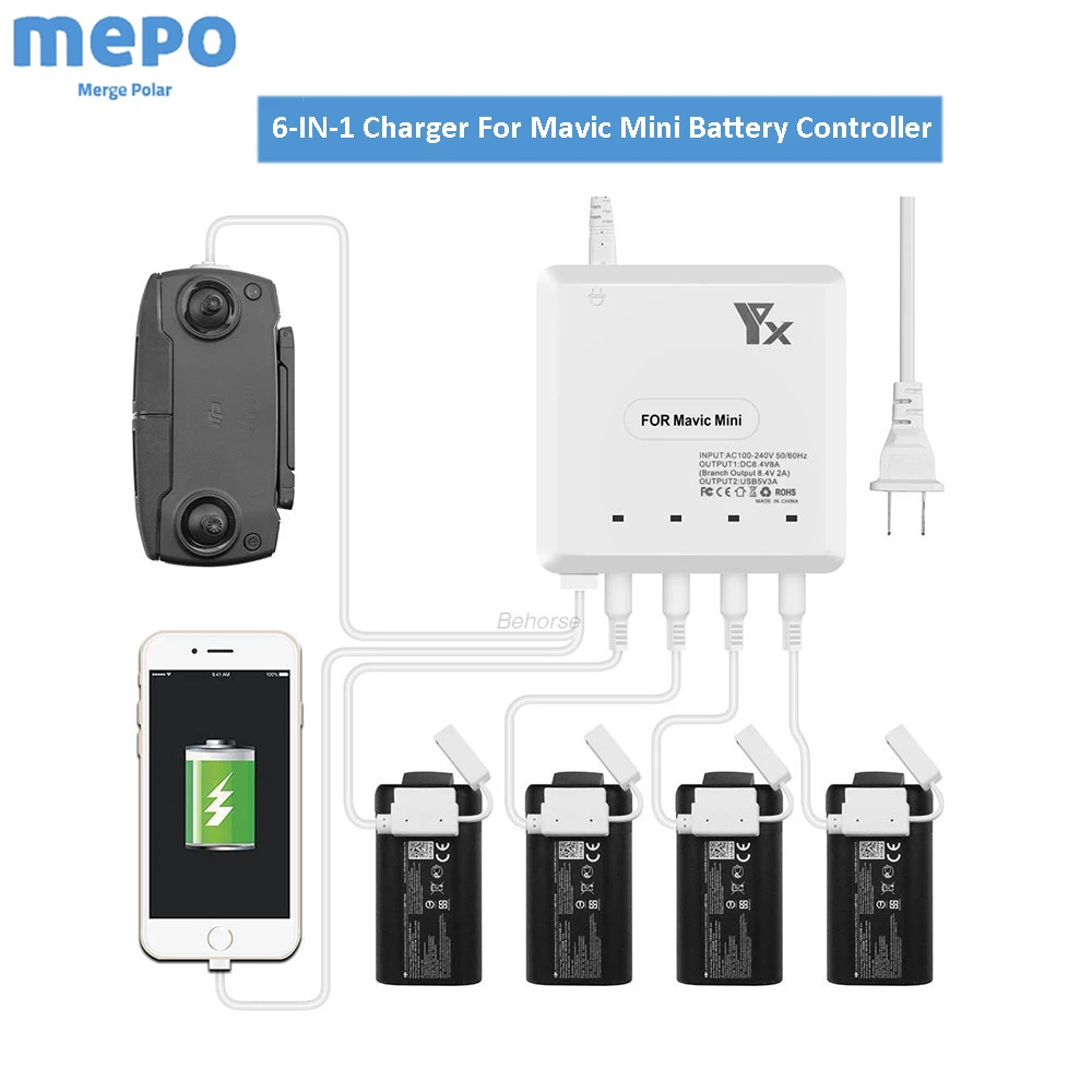 Crazy Sale YYE Mavic Mini 6-IN-1 Charging Port for DJI Mavic Mini Battery Remote Controller Fast Balance Charger Mavic Mini Drone Accessories 