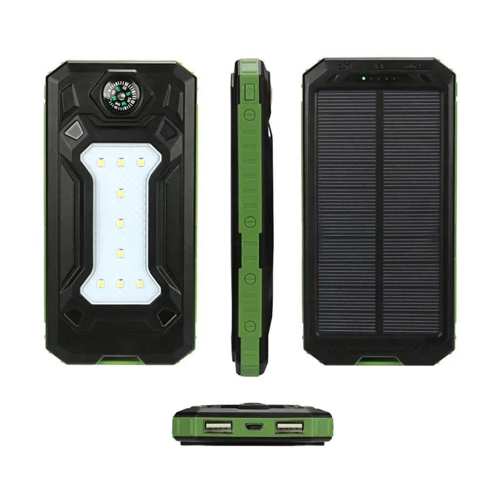 Universal Portable Ultra-thin 20000mAh Solar Mobile Power Bank Flashlight Phone Power Supply With Compass XHT-910