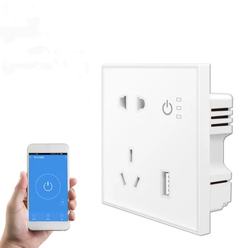 

Bakeey Smart Switch Wifi Power Outlet Plugs Tuya Alexa Voice Control 86 Remote Control Timing Electrical Plug For Smart Home
