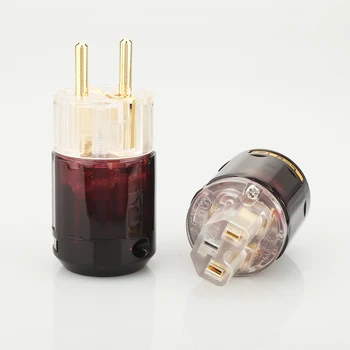 

Hi End Pair P-079E+C079 24k Gold-Plated EU Power Plug ac power cord plugs