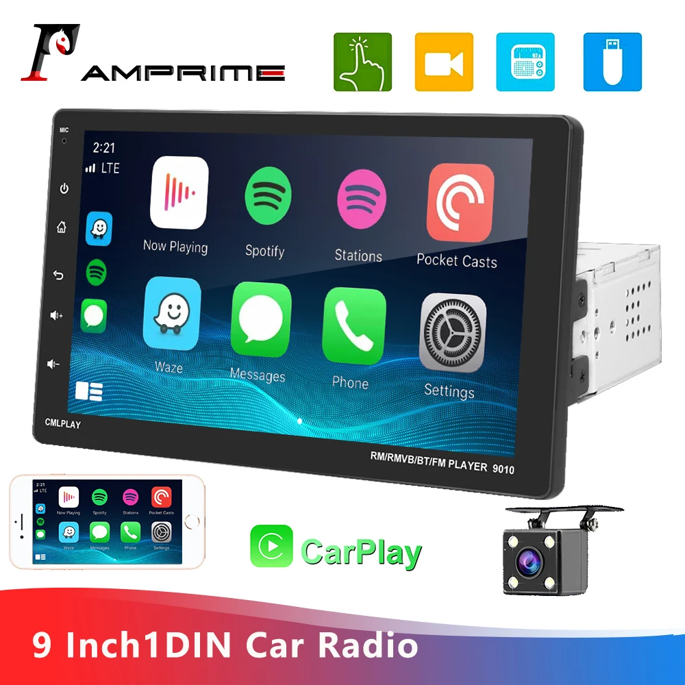 Мультимедийный проигрыватель AMPrime 1DIN автомобильное радио стерео Carplay MP5 с Bluetooth