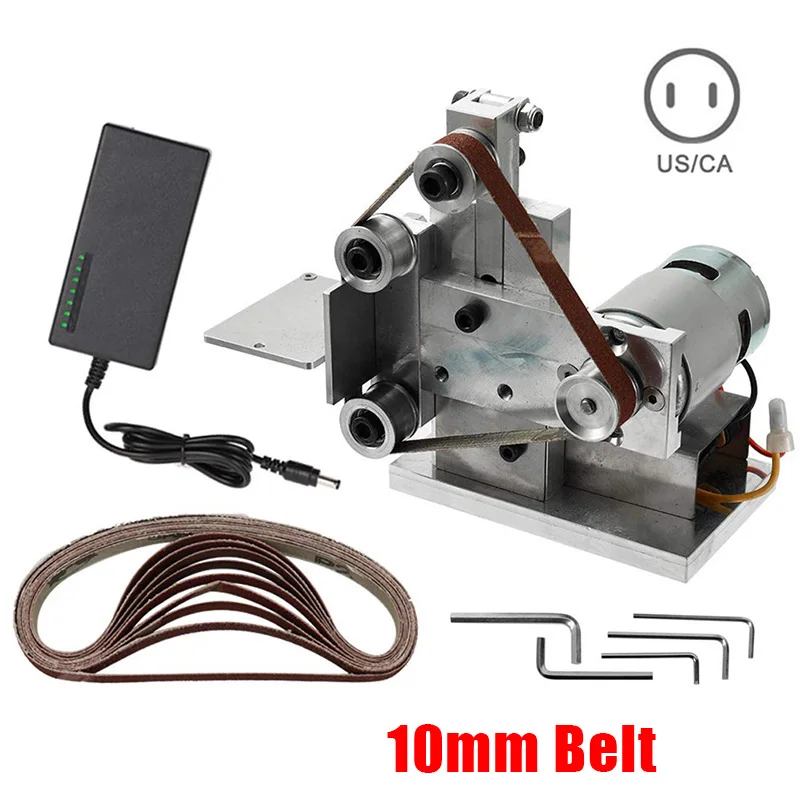 US 10mm DIY шлифовальный ленточный мини-станок Электрический резак кромки точилка шлифовальная полировальная машинка инструмент J99Store - Цвет: US 10mm