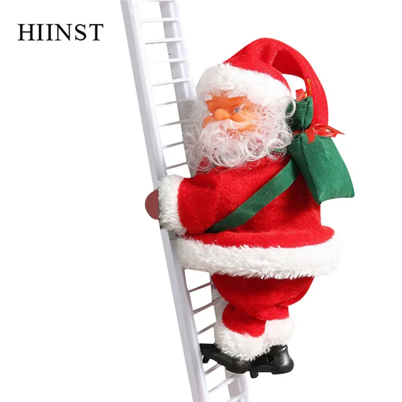Красный HIINST рождественские игрушки Санта Клаус Электрический альпинистский орнамент кукольные игрушки Мультяшные подвесные рождественские креативные подарки игрушки для декора дома - Цвет: Красный