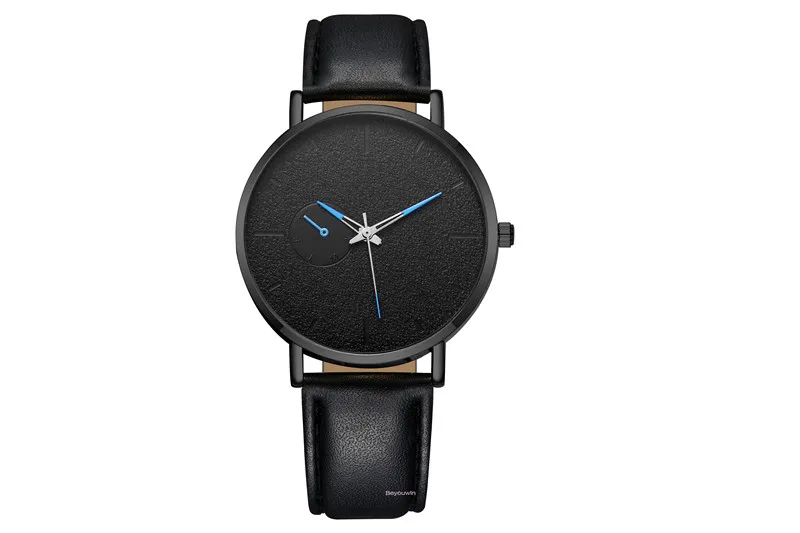 black blue Специальный циферблат Мужские повседневные кожаные часы для мужчин и женщин дешевая цена кварцевые повседневные наручные часы - Цвет: black blue