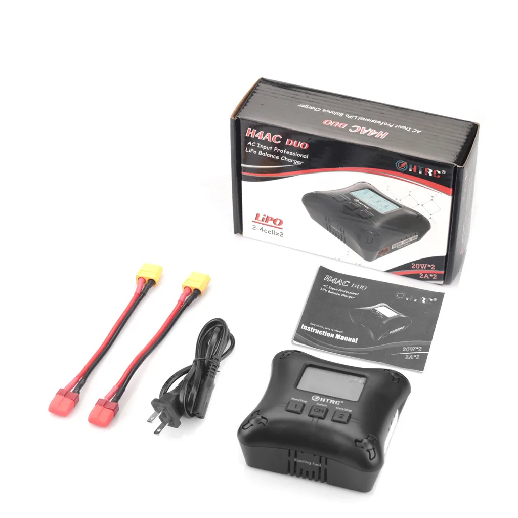 HTRC H4AC DUO RC Баланс 20 Вт 2A 2CH 2 4S умное зарядное устройство Lipo Dis вертолет toyaeroaeroplane