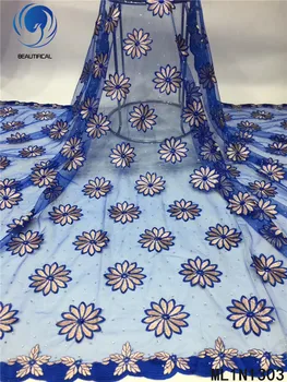 

BEAUTIFICAL Tulle Stones Laces Fabric 5 yards Embroidery African Tissu Net Lace French Lace Fabric 5 yards/lot ML1N1303