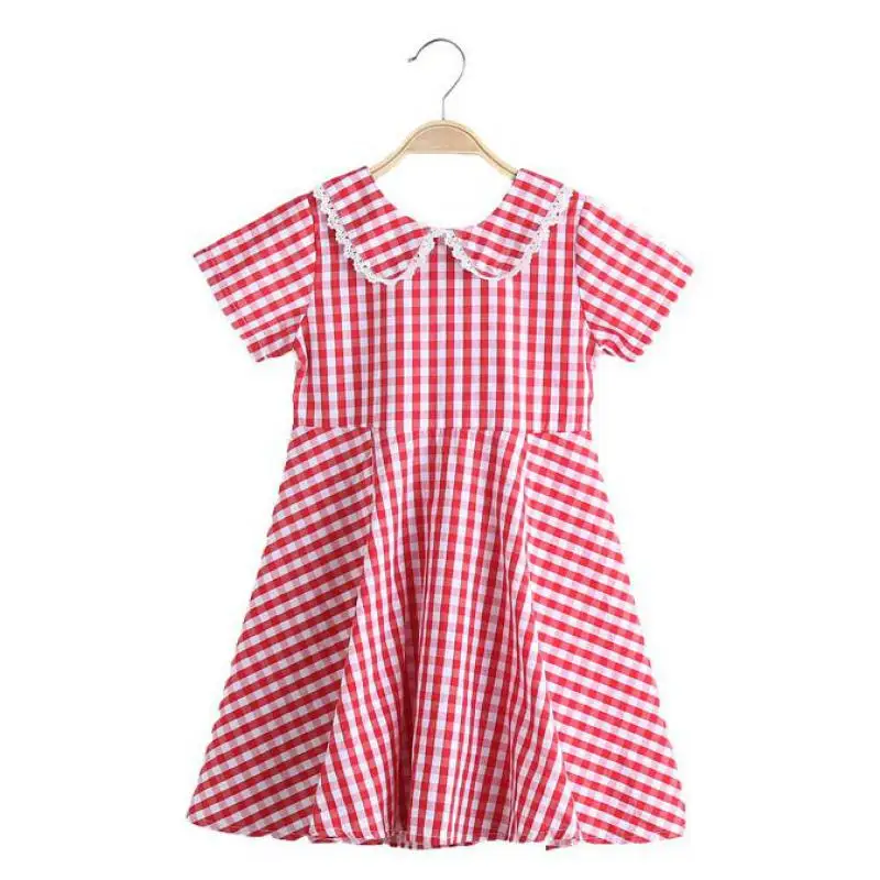 

Children Clothes 2019 Summer New Casual Back Bow Plaid Girl Dress Red/black Princess Costume