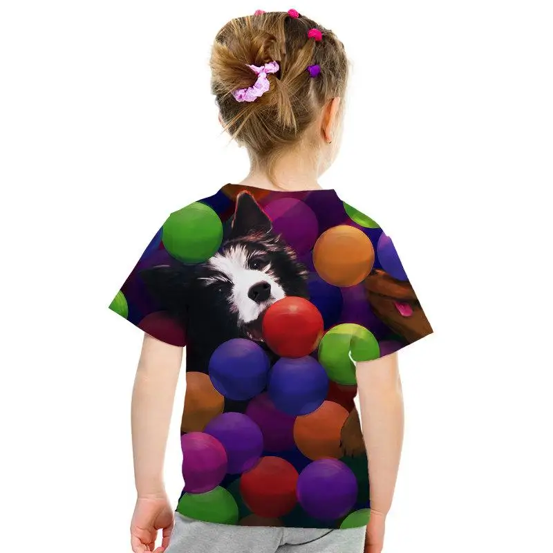 Camiseta de manga corta con estampado de lobo de leopardo de manga corta para nios y nias con estampado 3D De Len animal