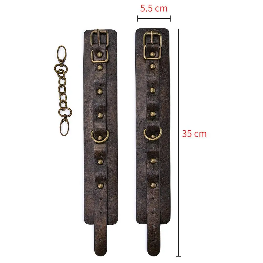 Movconly Leather Sex Handcuffs for Couples Adjustable Wrist Ankle Cuffs Handcuffs with Chain for Women Men Adult Toy