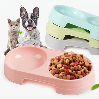 

Wheat Straw New Cat Dog Double Pet Bowls Feeding and Drinking Bowls Food Water Feeder for Dog Puppy Cats Pets Feeding Supplies