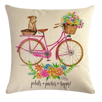 

Nordic Style Cartton Bicycle Flower Cushion Cover 45*45cm Pillow Cover Decorative Pillows Home Decoration Throw Pillowcase