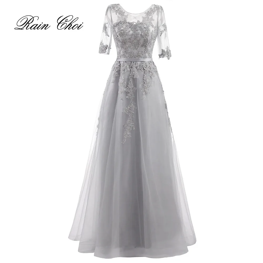 

Evening Dresses 2019 Robe De Soiree Longue Prom Gown Half Sleeves Appliques Evening Dress