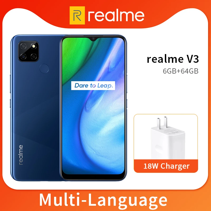 Realme V3 6 ГБ 64 Гб/128 Гб мобильный телефон 5 '𧜠 * 1600HD + 5000 мАч аккумулятор 13 МП