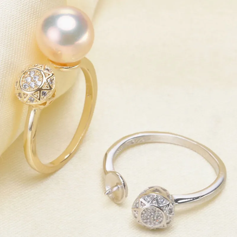 

2019 New Ring Mount Pearl Accessories Adjustable Size 925 Sterling Silver Plated Ring Jewelry DIY making No Pearl Free Shipping