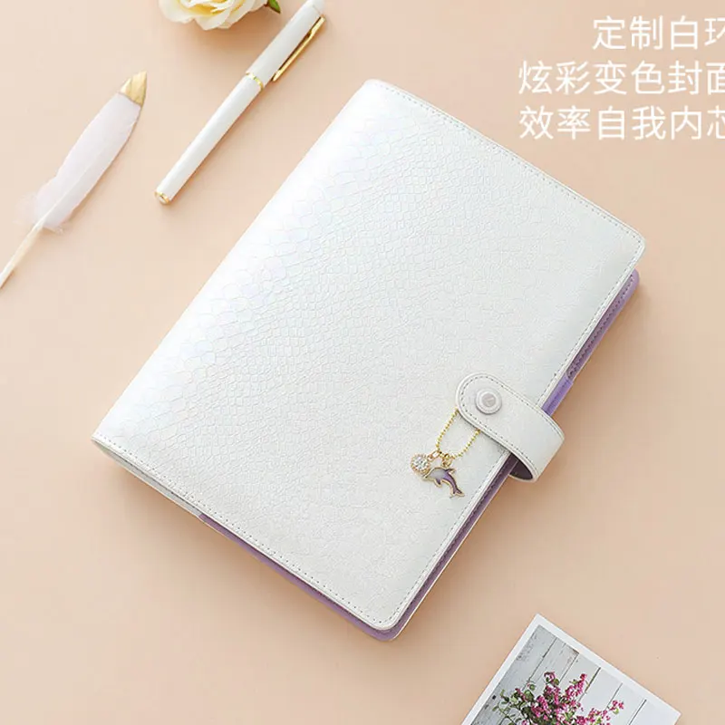 

2019 New Arrive Yiwi Lovedoki A5 White Laser scale Loose Leaf Notebook Diary White Binder Planner