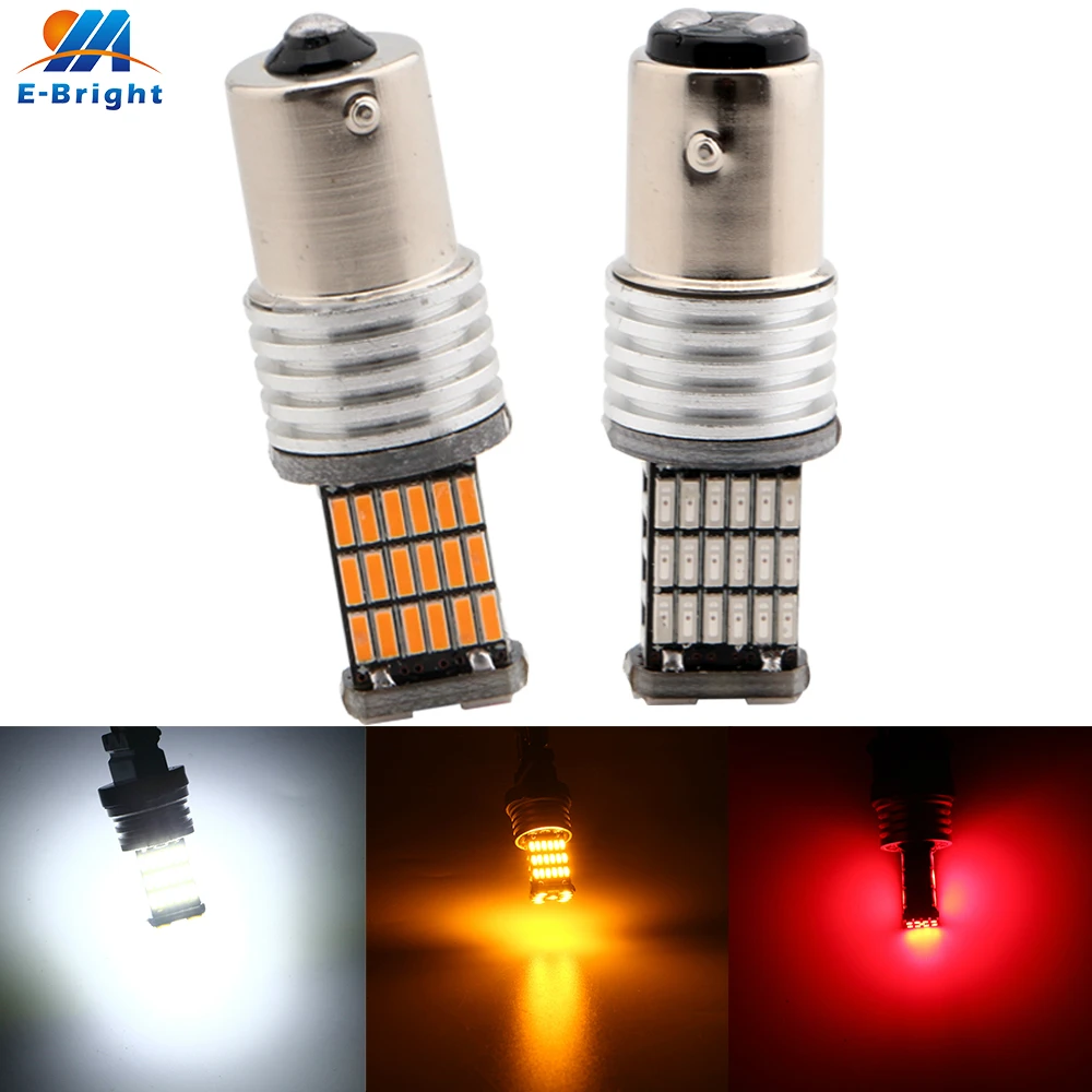 

2X Canbus Error Free 1156 BA15S 1157 BAY15D 4014 45 SMD Amber Red White Car LED Bulb Front Turn Signal Parking Backup Light