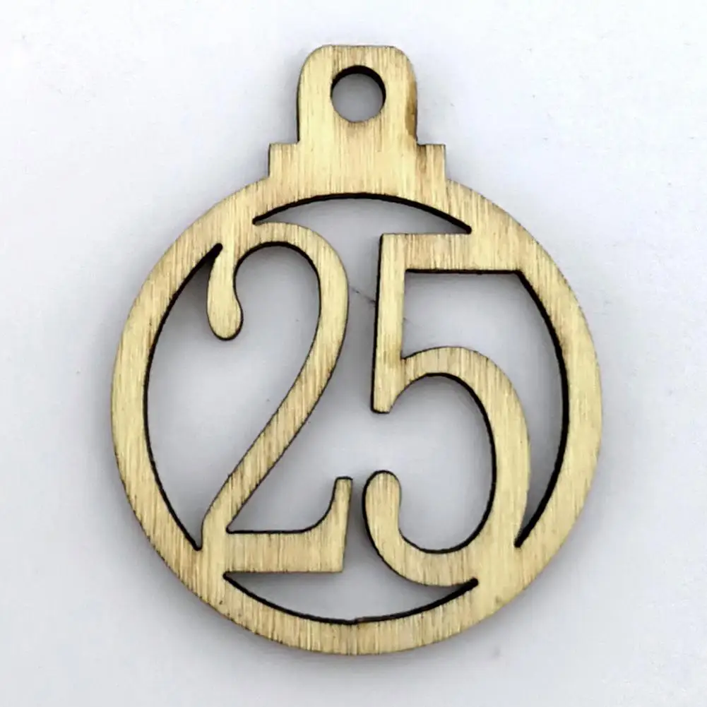 

1-25 Vintage Wooden Christmas Countdown Advent Calendar Number DIY Gift Tags