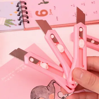 

1PC Utility Knife Paper Cutter DIY Cute Mini Portable Paper Razor Blade Removable Solid Color Manual Safety Office Stationery