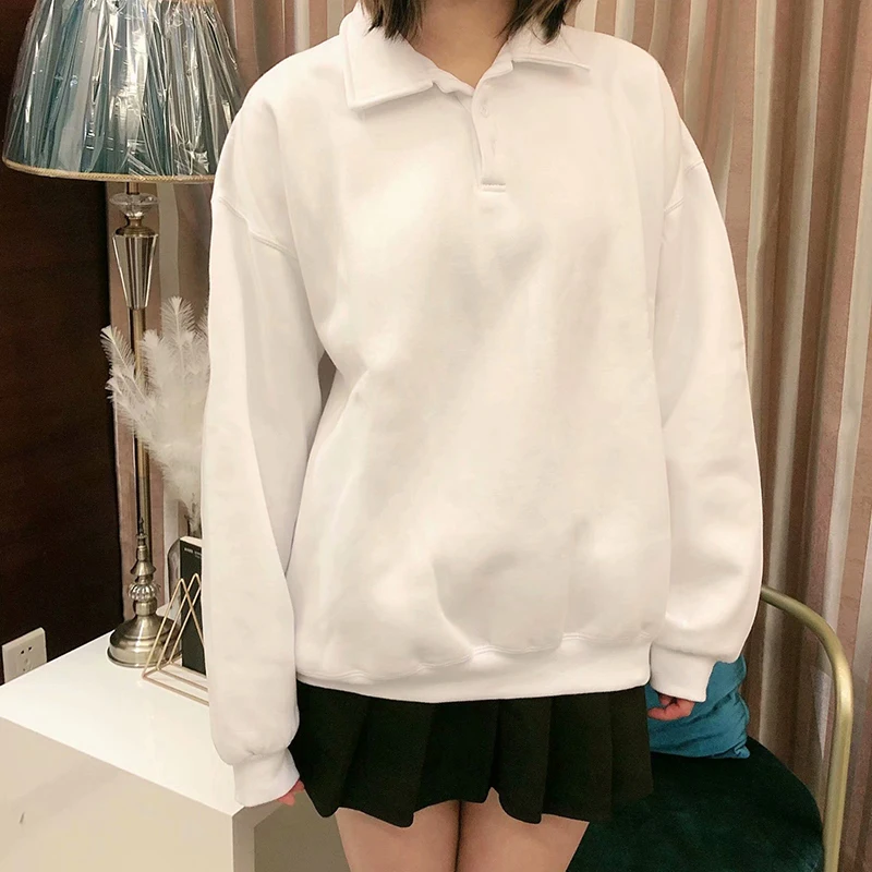 

UNUTH Girls Oversize Fleece Pullovers 2022 Spring-Autumn Fashion Ladies Soft Cotton Sweatshirts Vintage Women Chic Pullover