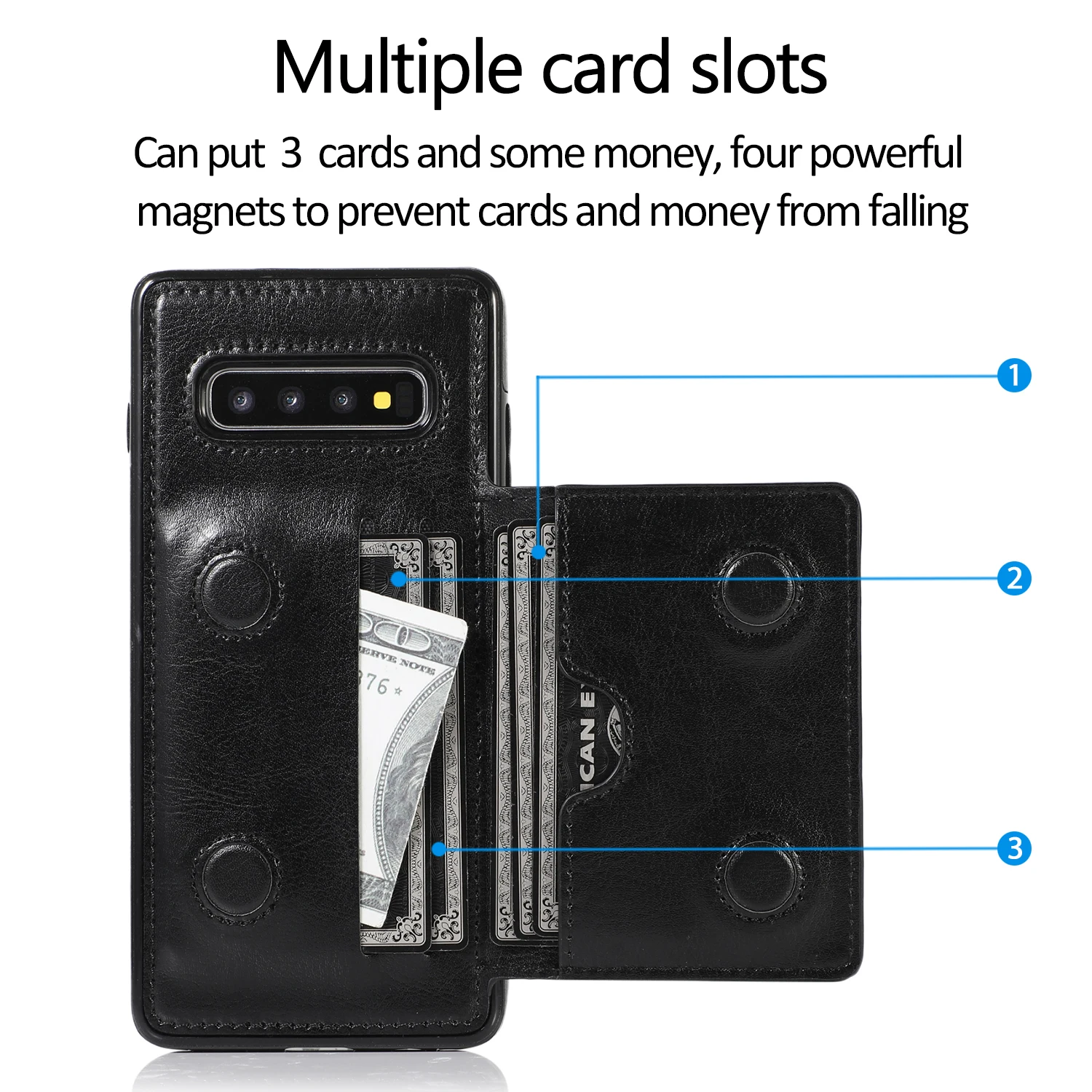 Кожаный чехол-бумажник премиум класса для samsung Galaxy S8 S9 S10 Plus S10E Note 8 9 10 Pro с двойными магнитными кнопками, противоударный чехол