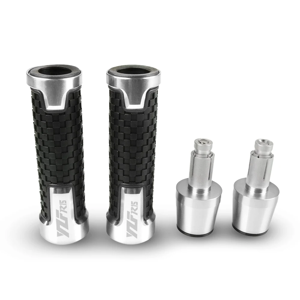 

7/8"22mm CNC Motorcycle Accessories Handlebar Grips Handle Bar Hand Bar End Plug Hand Grips Rubber FOR YAMAHA YZF R15 With LOGO