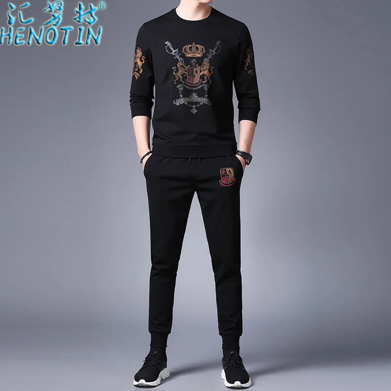 

Sink Knut Genuine Product New Style Men Sports Casual Printed Hoodie Two-Piece Set Collocation Spring Trend Handsome