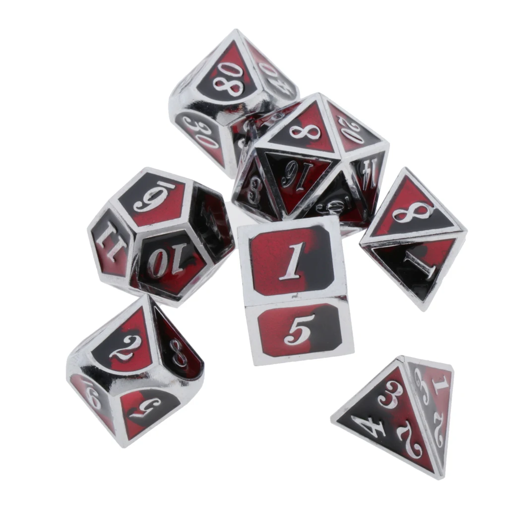7pcs Embossed Metal Multi-sided Polyhedral Dice Set for Dungeons and Dragons Dice MTG DND RPG Table Games Board Game D20 D12 Set