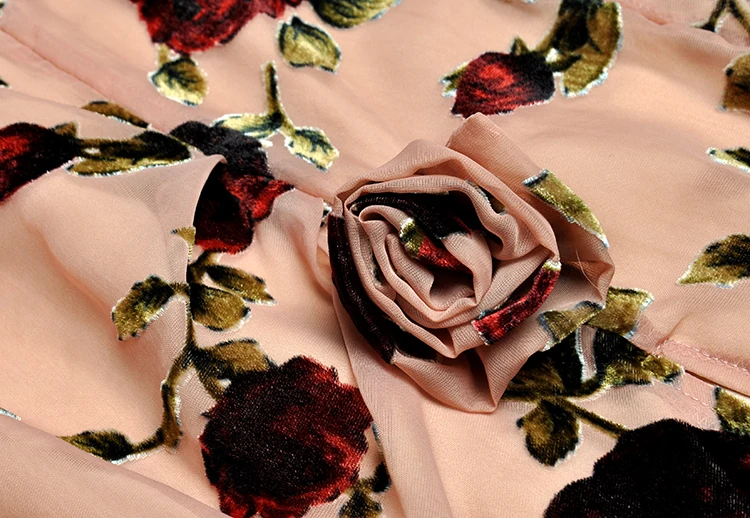 SEQINYY/бежевое Сетчатое платье; Новинка года; сезон весна-лето; модное дизайнерское платье с короткими рукавами и объемными цветами; розовое бархатное платье с аппликацией; элегантное платье миди
