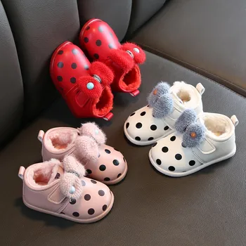 

Children's Girls Winter Casual Ankle Thickening Warm Wave Point Bow Sports Toddler Babygirl Shoes Обувь Детская