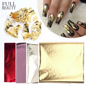 

5pcs Gold Silver Aluminum 3D Thin Nail Sticker Foils Holographic Mirror Colorful Paper DIY Manicure Nail Art Decoration CH1545