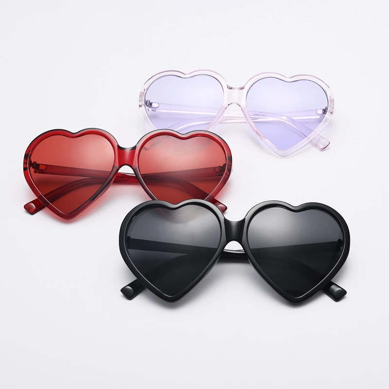 90S винтажные очки модные большие женские негабаритные в форме сердца Ретро солнцезащитные очки Симпатичные Любовь очки(розовый