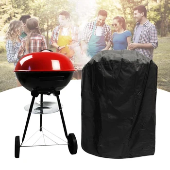 

BBQ Cover Outdoor Dust Waterproof Weber Heavy Duty Grill Cover Rain Outdoor Barbecue Cover Round Bbq Grill Black