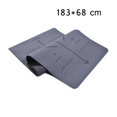 gray 183*80 cmTPE Коврик для йоги, противоскользящий Пилатес, Тренировочный Коврик для тренажерного зала, фитнеса, утолщенный Коврик для йоги, танцевальный коврик для бодибилдинга с позиционной линией - Цвет: gray