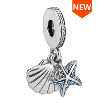 

SG 925 sterling silver Summer sea shells and starfish beads charms fit original pandora bracelets jewelry making gifts for women