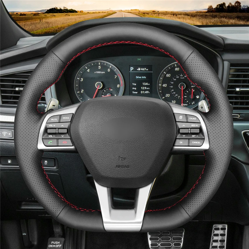 MEWANT черный из натуральной кожи чехол рулевого колеса автомобиля для hyundai Sonata 9(3-спица
