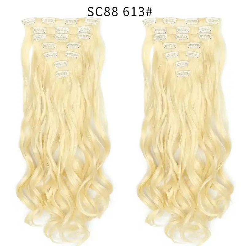 SC88 613 XINRAN 16 клипс длинные прямые синтетические волосы для наращивания на клипсах в высокотемпературном волокне черный коричневый шиньон - Цвет: SC88 613